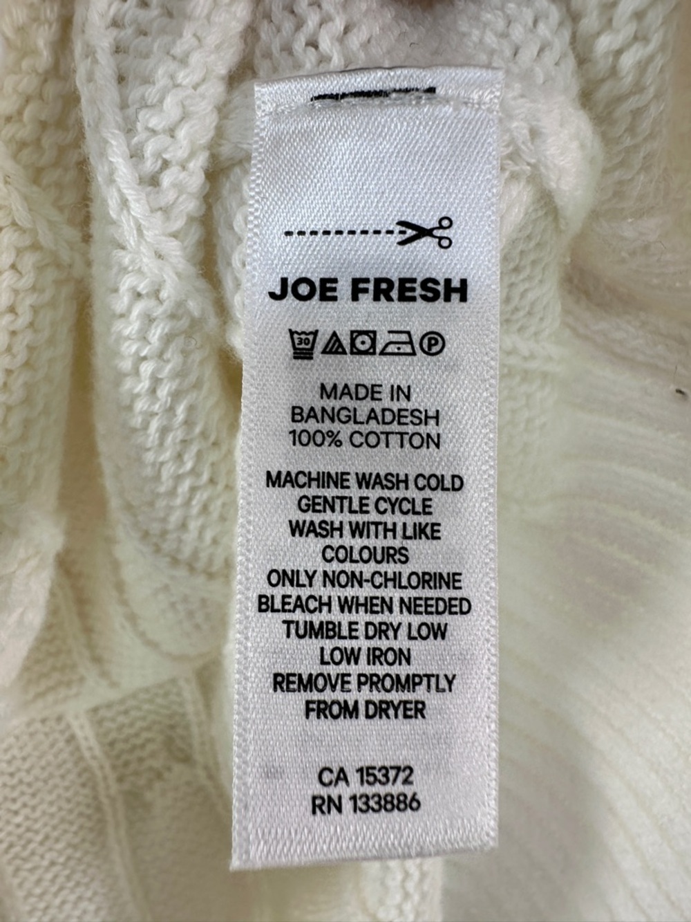 Joe Fresh Cream Cable Knit Short Sleeve Sweater Top Cotton NWT Size L - Picture 4 of 6